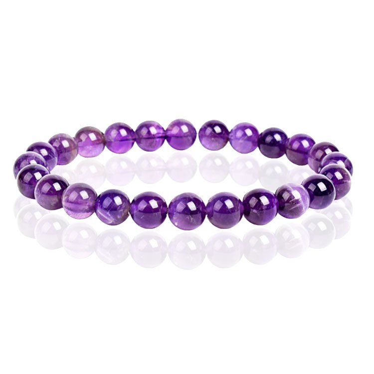 Natuursteen Armband met 8mm Kralen Memphis - Amethyst 1 Natuursteen Armband met 8mm Kralen Memphis - Amethyst