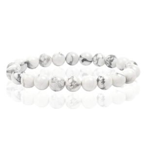 Natuursteen Armband met 8mm Kralen Memphis - White Howlite