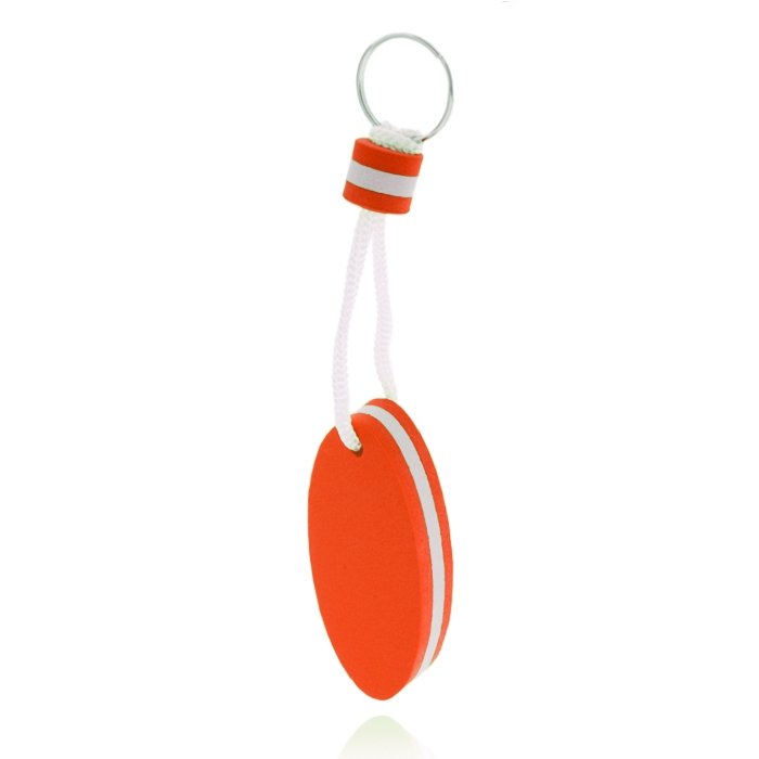 Oranje Nautische Stijl Sleutelhanger - Blijft Drijven - Label Vorm