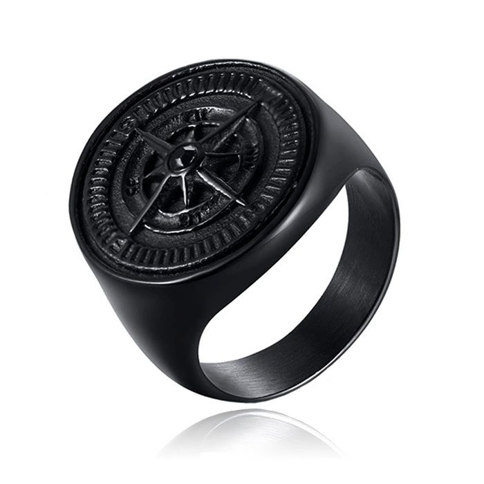 Ring voor Mannen van Mendes Jewelry - Compas Black-17mm 1 Ring voor Mannen van Mendes Jewelry - Compas Black-17mm
