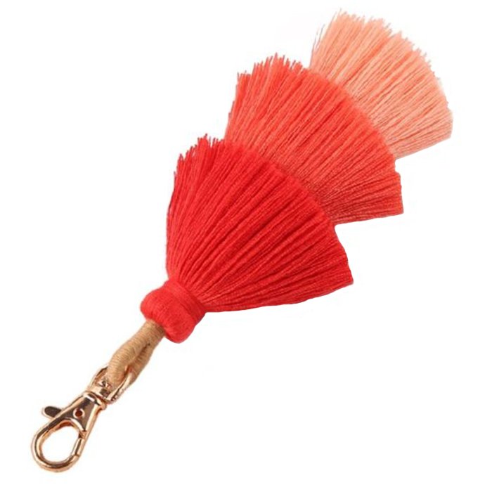 Sleutelhanger Boho Handgemaakt met Kwastjes van Katoen Rood 1 Sleutelhanger Boho Handgemaakt met Kwastjes van Katoen Rood