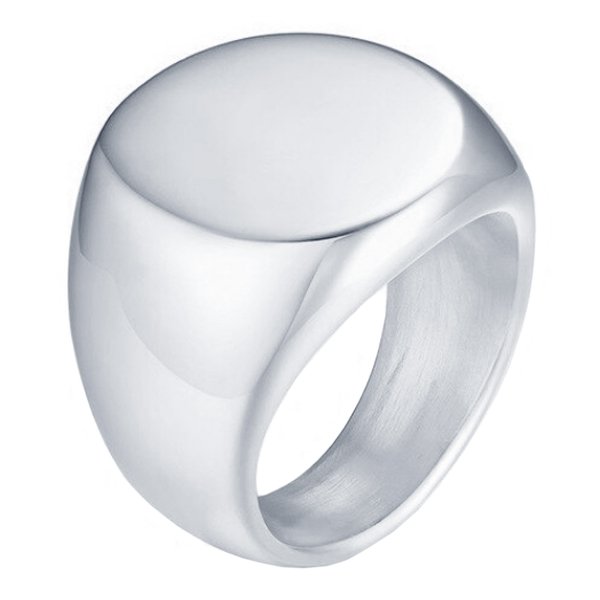 Stalen heren ring Mendes Ronde Zegel Zilverkleurig-20mm 1 Stalen heren ring Mendes Ronde Zegel Zilverkleurig-20mm