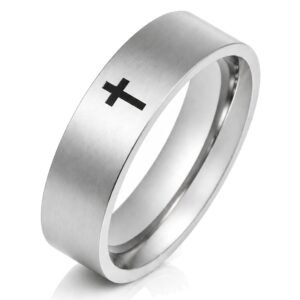 Stalen mannen ring LGT Jewels Zwart Kruis-21.5mm