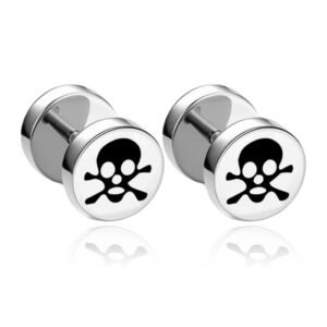 Stalen Stud oorbellen Heren Piaraten Schedel 8mm