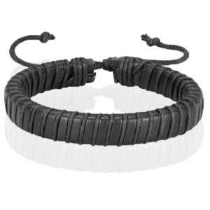 Zwarte leren armband LGT Jewels Verstelbaar Touw