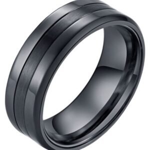 Zwarte stalen heren ring Mat Glans 8mm-19mm